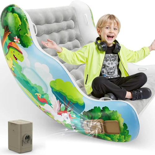 🧸 Inflatable Sensory Rocking Chair for Kids | Montessori Air Cloud Rocker Sofa for Ages 3–8,Sensory Room Supply for Autism ADHD, Premium Leak-Proof PVC, Portable Inflation, Self-Soothing Motor Skills Training Birthday Cool Gift