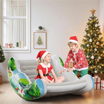 🧸 Inflatable Sensory Rocking Chair for Kids | Montessori Air Cloud Rocker Sofa for Ages 3–8,Sensory Room Supply for Autism ADHD, Premium Leak-Proof PVC, Portable Inflation, Self-Soothing Motor Skills Training Birthday Cool Gift