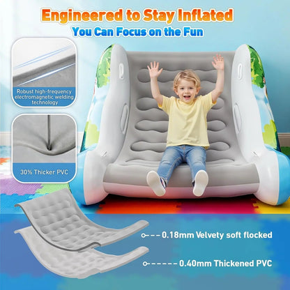 🧸 Inflatable Sensory Rocking Chair for Kids | Montessori Air Cloud Rocker Sofa for Ages 3–8,Sensory Room Supply for Autism ADHD, Premium Leak-Proof PVC, Portable Inflation, Self-Soothing Motor Skills Training Birthday Cool Gift