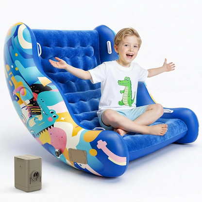 🧸 Inflatable Sensory Rocking Chair for Kids | Montessori Air Cloud Rocker Sofa for Ages 3–8,Sensory Room Supply for Autism ADHD, Premium Leak-Proof PVC, Portable Inflation, Self-Soothing Motor Skills Training Birthday Cool Gift