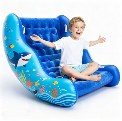 🧸 Inflatable Sensory Rocking Chair for Kids | Montessori Air Cloud Rocker Sofa for Ages 3–8,Sensory Room Supply for Autism ADHD, Premium Leak-Proof PVC, Portable Inflation, Self-Soothing Motor Skills Training Birthday Cool Gift