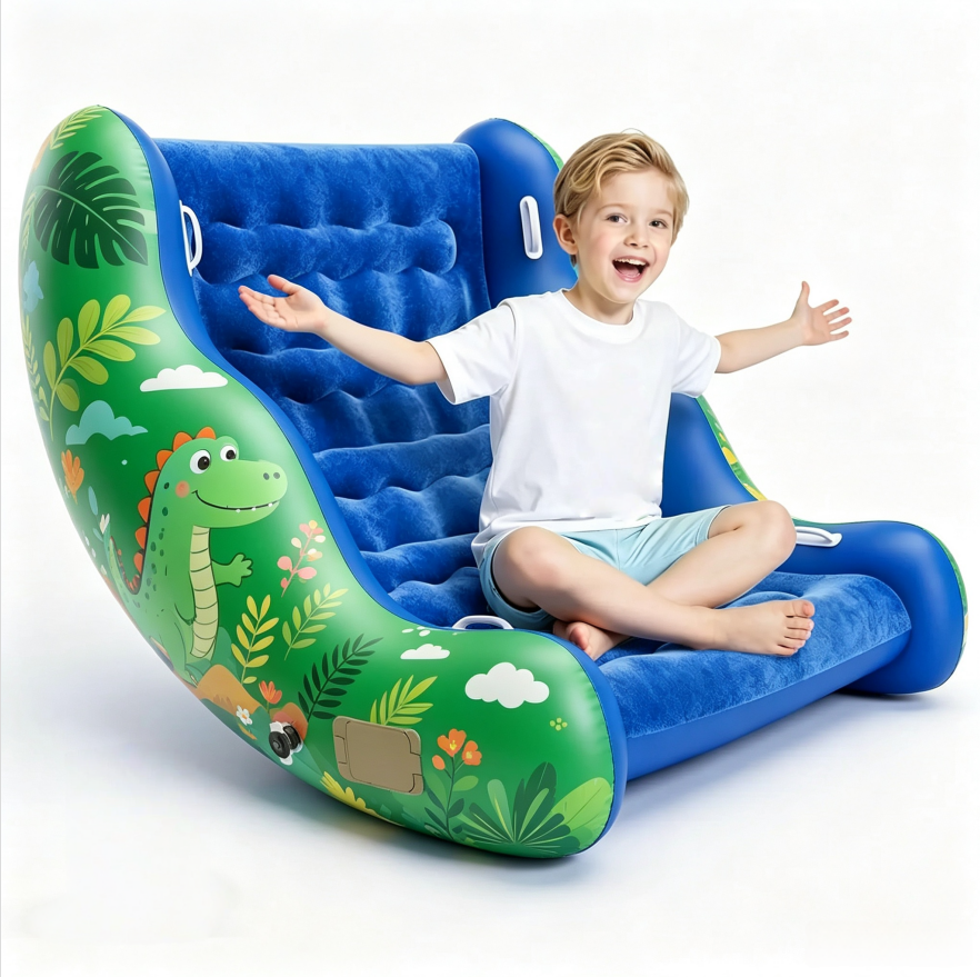 🧸 Inflatable Sensory Rocking Chair for Kids | Montessori Air Cloud Rocker Sofa for Ages 3–8,Sensory Room Supply for Autism ADHD, Premium Leak-Proof PVC, Portable Inflation, Self-Soothing Motor Skills Training Birthday Cool Gift