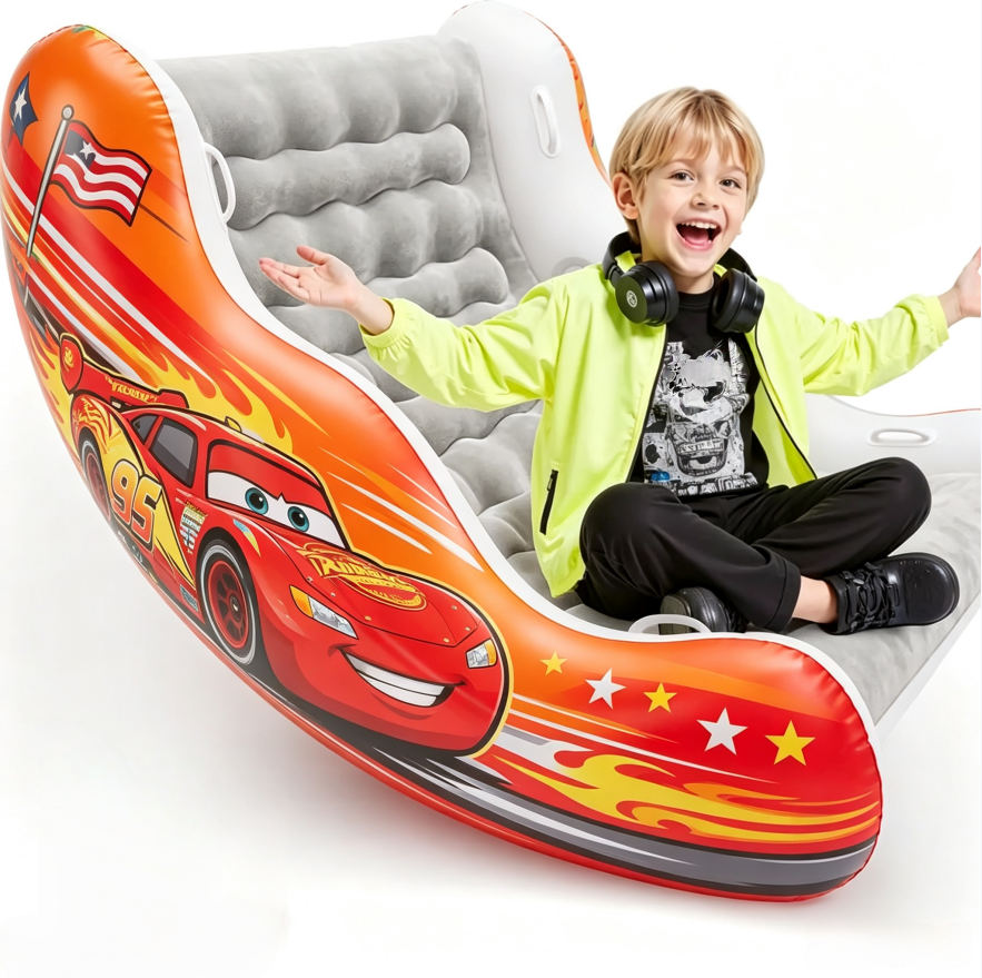 🧸 Inflatable Sensory Rocking Chair for Kids | Montessori Air Cloud Rocker Sofa for Ages 3–8,Sensory Room Supply for Autism ADHD, Premium Leak-Proof PVC, Portable Inflation, Self-Soothing Motor Skills Training Birthday Cool Gift