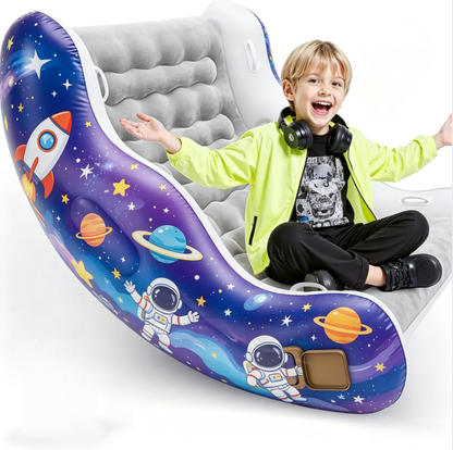 🧸 Inflatable Sensory Rocking Chair for Kids | Montessori Air Cloud Rocker Sofa for Ages 3–8,Sensory Room Supply for Autism ADHD, Premium Leak-Proof PVC, Portable Inflation, Self-Soothing Motor Skills Training Birthday Cool Gift