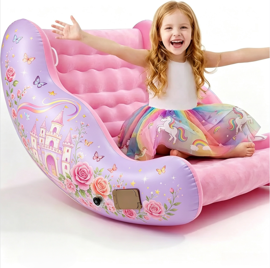 🧸 Inflatable Sensory Rocking Chair for Kids | Montessori Air Cloud Rocker Sofa for Ages 3–8,Sensory Room Supply for Autism ADHD, Premium Leak-Proof PVC, Portable Inflation, Self-Soothing Motor Skills Training Birthday Cool Gift
