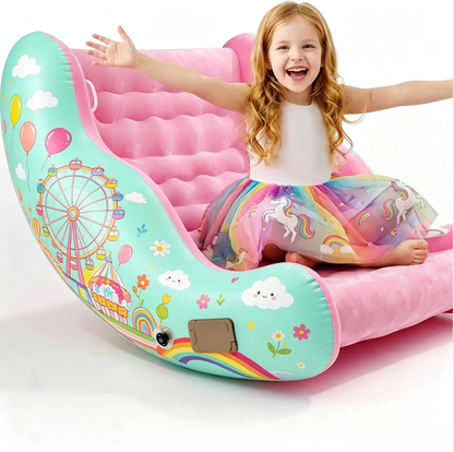 🧸 Inflatable Sensory Rocking Chair for Kids | Montessori Air Cloud Rocker Sofa for Ages 3–8,Sensory Room Supply for Autism ADHD, Premium Leak-Proof PVC, Portable Inflation, Self-Soothing Motor Skills Training Birthday Cool Gift